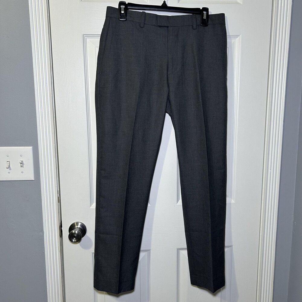 Marc Anthony Dress Pants Men's 30x30 Gray Microfiber Stretch Flat Front Office